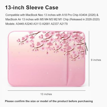Laptop Sleeve Case for 2026 MacBook Neo 13 Inches A3404 - color: Sakura Pink, size: 13 x 9 x 0.8 inches