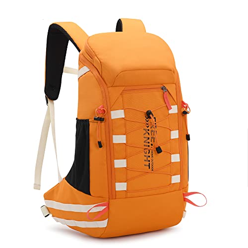 Bseash 40L Waterproof Hiking Camping Backpack with Rain Cover, Outdoor Sport Travel Daypack Rucksack for Skiing Cycling (Orange) - color: Orange