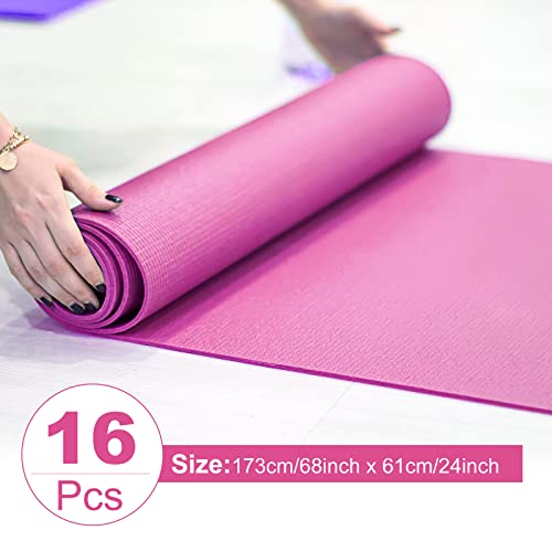 3 mm Thick Yoga Mat Bulk, Non Slip Exercise Workout Fitness Pad for Women Men, Gym Home Yoga Pilates, Easy to Clean, Sturdy PVC - color: Rose Red