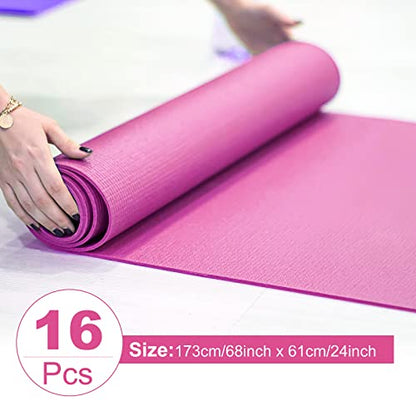 3 mm Thick Yoga Mat Bulk, Non Slip Exercise Workout Fitness Pad for Women Men, Gym Home Yoga Pilates, Easy to Clean, Sturdy PVC - color: Rose Red