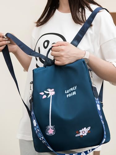 Women's Crossbody Backpack, Embroidered Handbag 2 Ways Convertible Shoulder Bags Retro Multifunctional Hand-held Backpack - color: Color 10