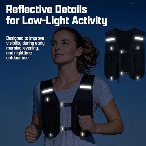 Tomum Running Vest for Women Men - Hydration Backpack Water Bottle Runner Vest for Hiking Trail Run Marathon Jogging - Lightweight Reflective Runners Vests Water Bag Back Pack with Phone Pocket