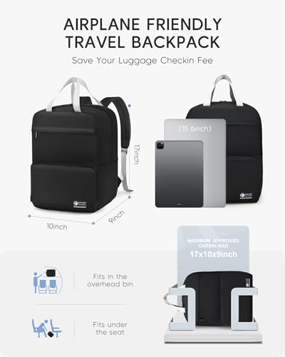 Lightweight Personal Item Bag 17x10x9 Ultralight 0.5lb Foldable Travel Backpack for Women Men College Casual Daypack - color: Black