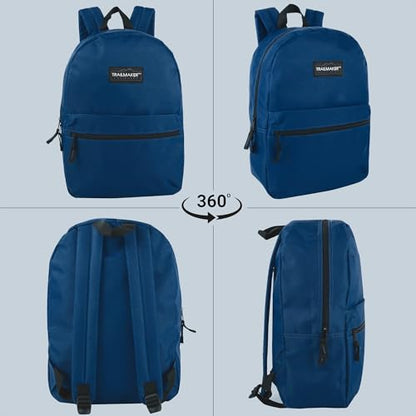 Trail maker Classic 17 inch Backpacks with Adjustable Padded Straps | School Backpacks for Girls, Boys (Navy) - color: Navy