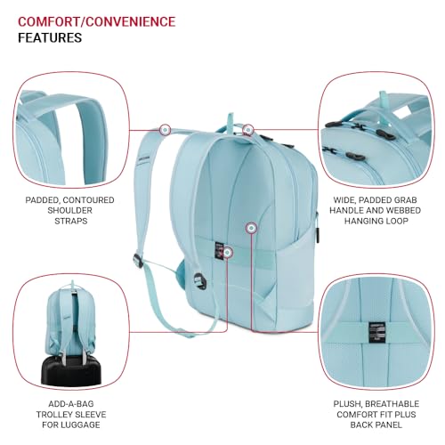 SwissGear Orientation Laptop Backpack, Light Blue, 17"x12"x7" - color: Light Blue, style: Orientation