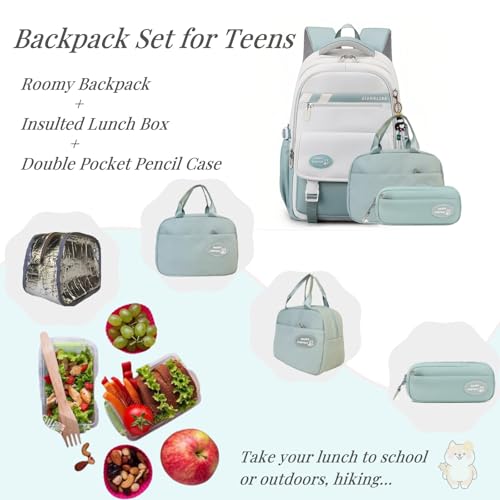 VIDOSCLA Kids Girls Backpack for School 3Pcs Students Bookbag Set Teen Boys Backpack with Lunch Box - color: A42 #Black-lunch Box Set