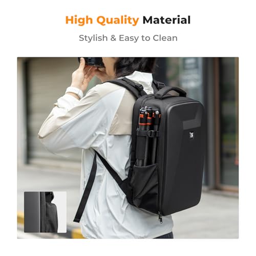 K&F CONCEPT Camera Backpack,Hardshell Photography DSLR Camera Bag with 15-15.6 Inch Laptop Compartment Waterproof Hard Shell Camera Case Compatible with Canon/Nikon/Sony/DJI Mavic Drone - color: Black