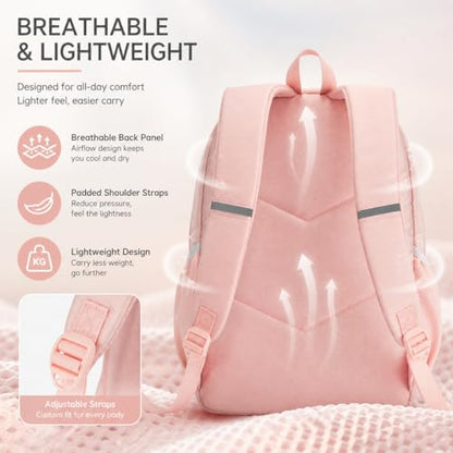 Hiking Travel Backpacks Men and Women, Lightweight Waterproof Laptop Backpack Outdoor Camping Backpack Hiking Daypack for Travel, Trekking, Work 26L (Pink) - color: Pink