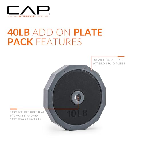 CAP Barbell Multi-Use Adjustable Weight Set - Versatile Dumbbell, Barbell & Kettlebell for Full-Body Workouts | 45lb and 66lb options - size: 40 lb Plate Pack Addon