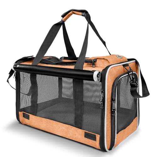 GAPZER Dog Carry Bag for Puppy Pet Soft-Shell Portable Kennel Crate for 0-15 lbs Foldable Pomeranian Travel Cage Tea Cup Yorkie Carrier Purse Indoor Carrying Case Cat Supply Melon Tiny Dog Melon - color: Muskmelon-Orange