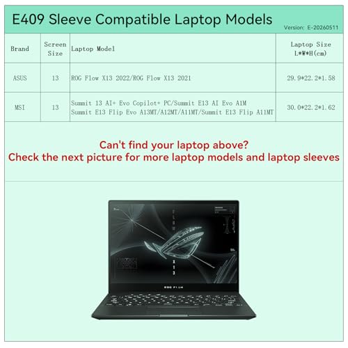 Smatree Elite Laptop Sleeve for 13.4 inch ASUS ROG Flow X13 2022/2021, MSI Summit E13 Flip Evo/E13 Flip, Protective Laptop Case with Pocket(E409) - size: 13.4 inch/E409/Size: 31.2*23.2cm