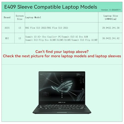 Smatree Elite Laptop Sleeve for 13.4 inch ASUS ROG Flow X13 2022/2021, MSI Summit E13 Flip Evo/E13 Flip, Protective Laptop Case with Pocket(E409) - size: 13.4 inch/E409/Size: 31.2*23.2cm