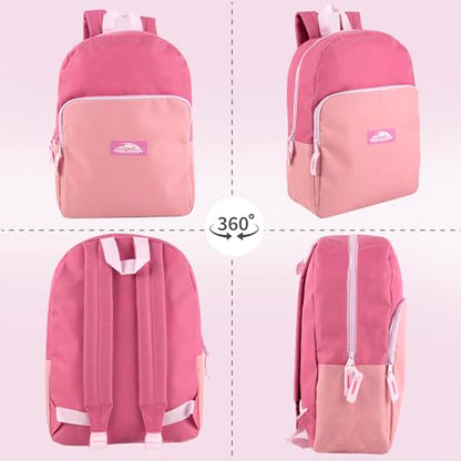 Trail maker 15 Inch Backpack for Girls, Preschool, Elementary & Middle School Students – Spacious Bookbag with Large Front Pocket, Adjustable Straps, Fits up to 13 Inch Laptop (Pink) - color: Pink