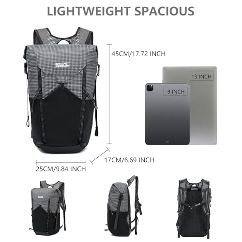 20l Hiking Backpack For Women&Men, Water Resistant Daypack Backpacks, Foldable & Packable Hiking Backpack, Lightweight Small Daypack For Travel Camping (Grey) - color: Grey