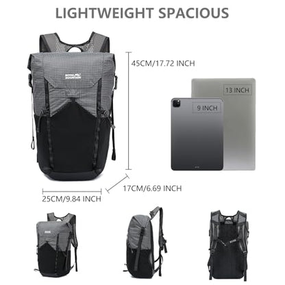 20l Hiking Backpack For Women&Men, Water Resistant Daypack Backpacks, Foldable & Packable Hiking Backpack, Lightweight Small Daypack For Travel Camping (Grey) - color: Grey