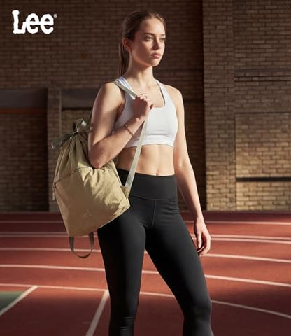 Lee Drawstring Backpack Bag Lightweight Small Gym Swim Beach Bag Water Resistant Sports Sackpack for Men Women, LEE48-002KH - color: Khaki