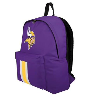 FOCO NFL Officially Licensed Team Color Primary Logo Solid Stripe Football School Bag Travel Backpack - Minnesota Vikings - Purple - color: Minnesota Vikings