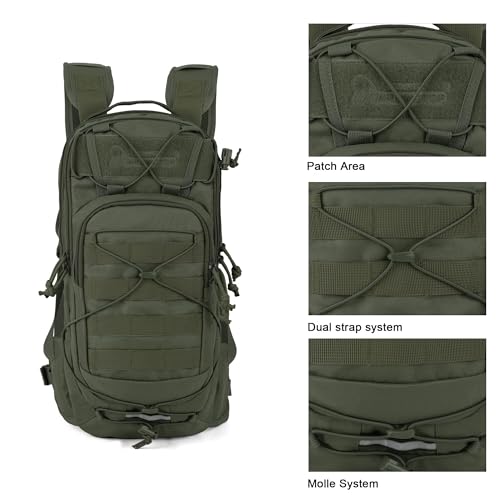 Mardingtop10L Small Tactical Molle Hydration Backpack,Cycling Backpack for Biking,Cycling and Running EDC Daypack - color: Ranger Green