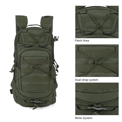 Mardingtop10L Small Tactical Molle Hydration Backpack,Cycling Backpack for Biking,Cycling and Running EDC Daypack - color: Ranger Green