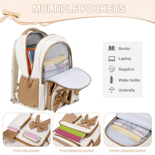 DIGOBAY Backpack for Girls, 3PCS Girls Backpack for School with Lunch Bag Pencil Case, Cute Kids Teens Bookbag for Kindergarten Elementary Preschool Middle School - color: Khaki