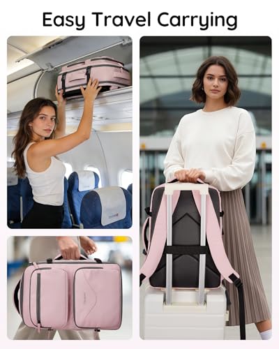 Taygeer 18 x 14 x 8 Inches Personal Item Bag, Travel Personal Item Bag with Water Bottle Pocket & Shoe Pouch, TSA Approved Under Seat Carry on Backpack Fits 15.6 inch Laptop for Women Airplanes, Pink - color: Amourpink