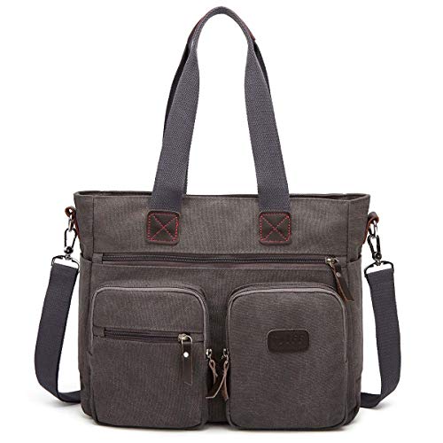 ToLFE Women Top Handle Satchel Handbags Shoulder Bag Messenger Tote Bag Purse Crossbody Bag Travel Work Tote Bag - color: New-grey, size: Double handles with 9.1" drop