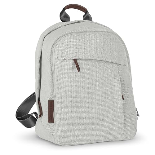 UPPAbaby Changing Backpack/Multiple Storage Compartments/Stroller Strap Attachment/Bottle Insulator and Changing Pad Included/Anthony (White and Grey Chenille/Chestnut Leather) - color: Anthony (White and Grey Chenille/Chestnut Leather), style: Changing B