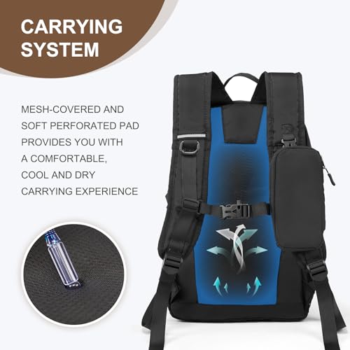 Hiking Backpack for Women Men 20l with Removable Phone Pocket Lightweight Small Travel Backpack Hiking Daypack for Women Men - color: Black