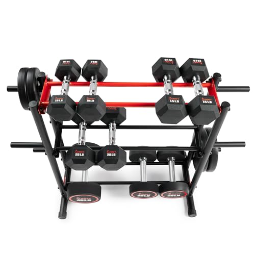 Sunny Health & Fitness Multi-Weight Storage Rack Stand for Dumbbells, Kettlebells, Olympic Weight Plates, Barbell, Medicine Ball - style: 3-Tier Rack
