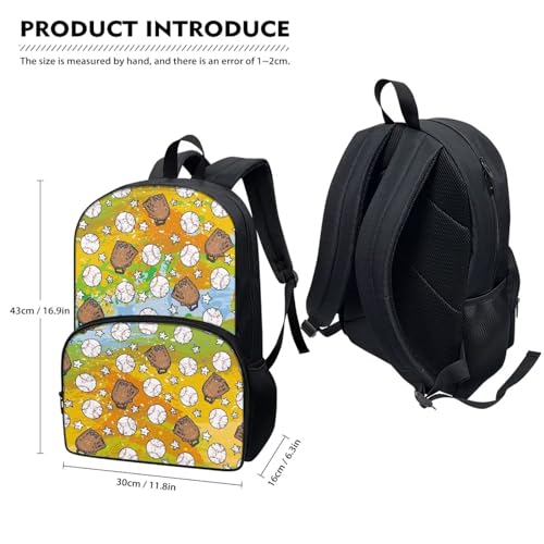 Talayituse Baseball Print Kids School Backpack for Boys Teenage Kindergarten Primary School Shoulder Bag Backpacks Teens Casual Travel Daypack Junior School Student Backpack - color: Baseball