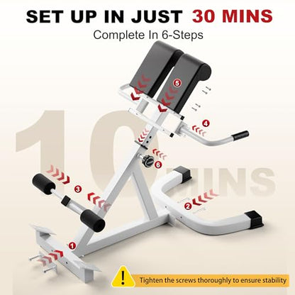 Roman Chair, Multifunctional hyperextension bench for Men & Women, Fitness Chair for Hip, Exceptional for Glute, Core and Lower Back Training,300 lbs Weight Capacity