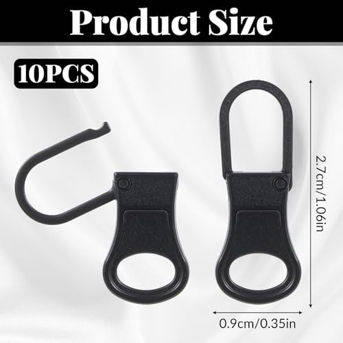 10 PCS Metal Zipper Pull Replacement, Detachable Replacement Zipper Pull Tab Zippers Repair Kit Zippers Clips for Jackets, Jeans, Backpacks, Boots, Purses, Coat, Pants, Suitcase, Purses, Small Holes