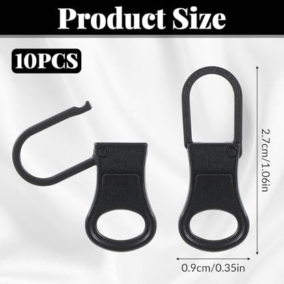 10 PCS Metal Zipper Pull Replacement, Detachable Replacement Zipper Pull Tab Zippers Repair Kit Zippers Clips for Jackets, Jeans, Backpacks, Boots, Purses, Coat, Pants, Suitcase, Purses, Small Holes