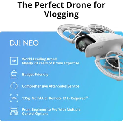 DJI Neo Drone Fly More Combo With 3 Batteries and RC-N3 Remote Bundle with 2 YR CPS Enhanced Protection Pack, Tech Smart USA Drone Essentials Plus Software Bundle, Landing Pad & Backpack