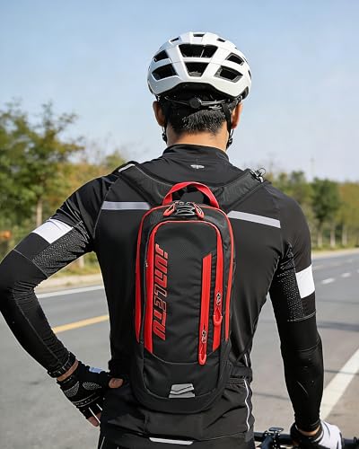 Croogo Hydration Packs,Hydration Backpack with 2L Hydration Bladder,Bicycle Daypack Waterproof Breathable Bag for Climbing - color: Ot04-black/Red-sd