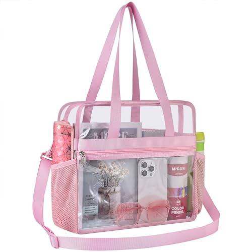 Oraben Clear Tote Bag Clear Bag Stadium Approved 12x6x12 Stadium Bag for Work, Sports Games,Gym - color: Pink, style: One Pocket