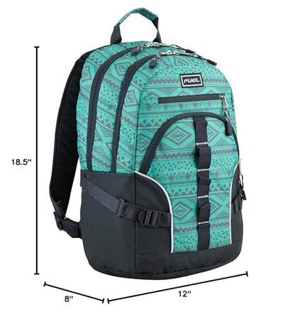 FUEL Hiking Laptop Backpack, College Bookbag, Travel Daypack with 5 Compartments, Dynamo Tech Pocket, 18.5 Inches - color: Festive Aztec