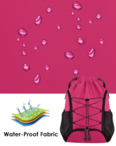 BROTOU Soccer Bags, Football Backpack, Volleyball Bag, Drawstring Soccer Backpack with Ball and Shoe Compartment - color: Pink