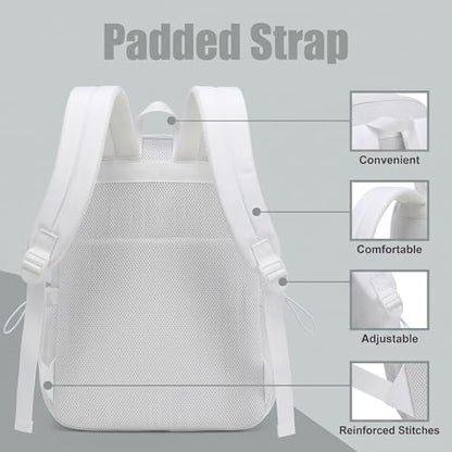 Mesh Backpack for Girls Boys, Heavy Duty Semi-Transparent Mesh Bookbag Womens Mens Mesh Backpacks for School, Sports, Beach, Swimming, Travel - White - color: White