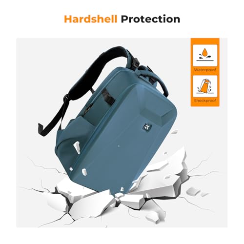 K&F CONCEPT Camera Backpack,Hardshell Photography DSLR Camera Bag with 15-15.6 Inch Laptop Compartment Hard Shell Camera Case Compatible with Canon/Nikon/Sony/DJI Mavic Drone - color: Blue