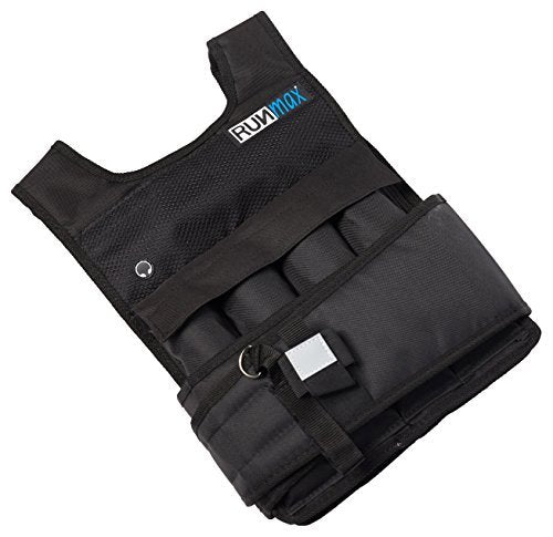 RUNmax Pro Weighted Vest 12lbs/ 20lbs/ 40lbs/ 50lbs/ 60lbs with Shoulder Pads Option - size: 20 lb, style: SHORT WITH SHOULDER PADS