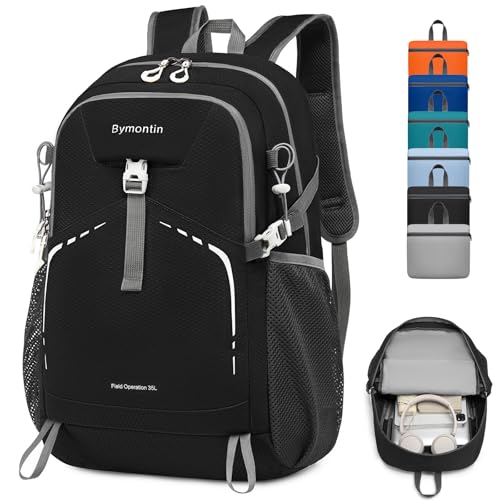 45L Lightweight Packable Backpack – Durable Foldable Daypack for Travel, Hiking, and Gym (Black) - color: 45l-black
