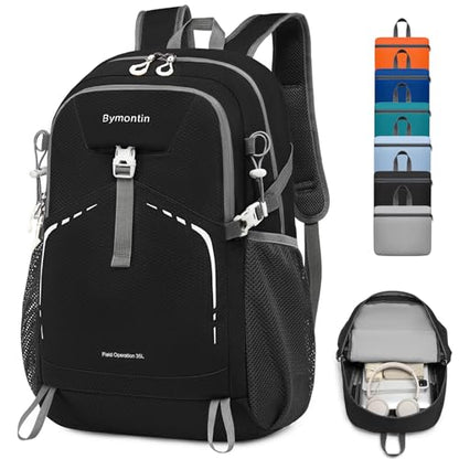 35L Lightweight Packable Backpack – Durable Foldable Daypack for Travel, Hiking, and Gym (Black) - color: 35l-black