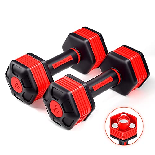 Nice C Adjustable Dumbbells Weights, Neoprene All-in-1 Options, Non-Slip, All-Purpose, Home, Gym, Office - style: Red 5lb Pair