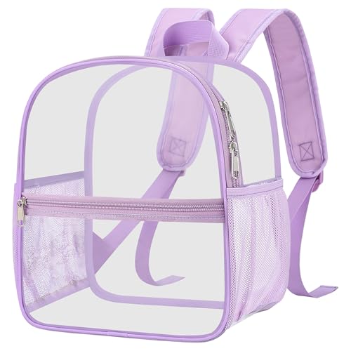 Oraben Clear Backpack for Stadium Events, Clear Stadium Bag 12 x 6 x 11 in | Clear Bag for Game Day ,Sportsing, Concerts Works , Fast Security Check, Waterproof PVC, Adjustable Straps - color: Light Purple, style: Enhanced Strap