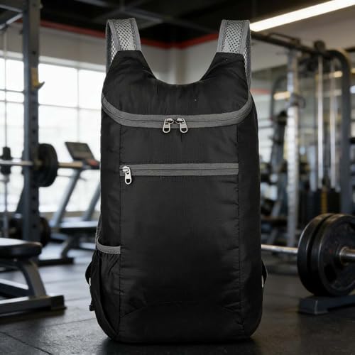 Lightweight Foldable Travel Packable Backpack,Casual Large-Capacity Daypack for Travel, Hiking, Outdoor Adventures, and Daily Use(Black-2)
