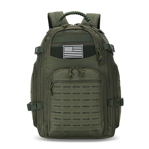 35L Tactical Backpack for Men Heavy Duty Military Backpack 3 Day Assault Pack Molle Backpack Hiking Rucksack (Green) - color: Green
