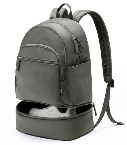 Uselike Gym Backpack for Women Men, Lightweight Gym Bag with Shoe Compartment, Waterproof Workout Backpack with Wet Pocket - color: Dark Grey