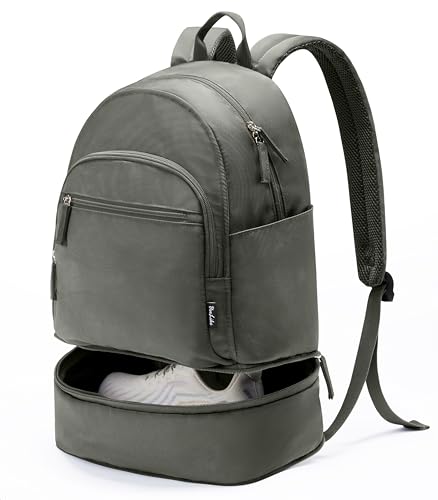 Uselike Gym Backpack for Women Men, Lightweight Gym Bag with Shoe Compartment, Waterproof Workout Backpack with Wet Pocket - color: Dark Grey