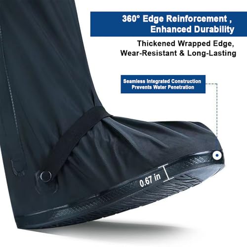 High Waterproof Rain Boot Covers, Heavy Duty Reusable Shoe Covers for Rain Snow Mud, Anti Slip Elastic Overshoes for Outdoor Cycling Walking - size: X-Large